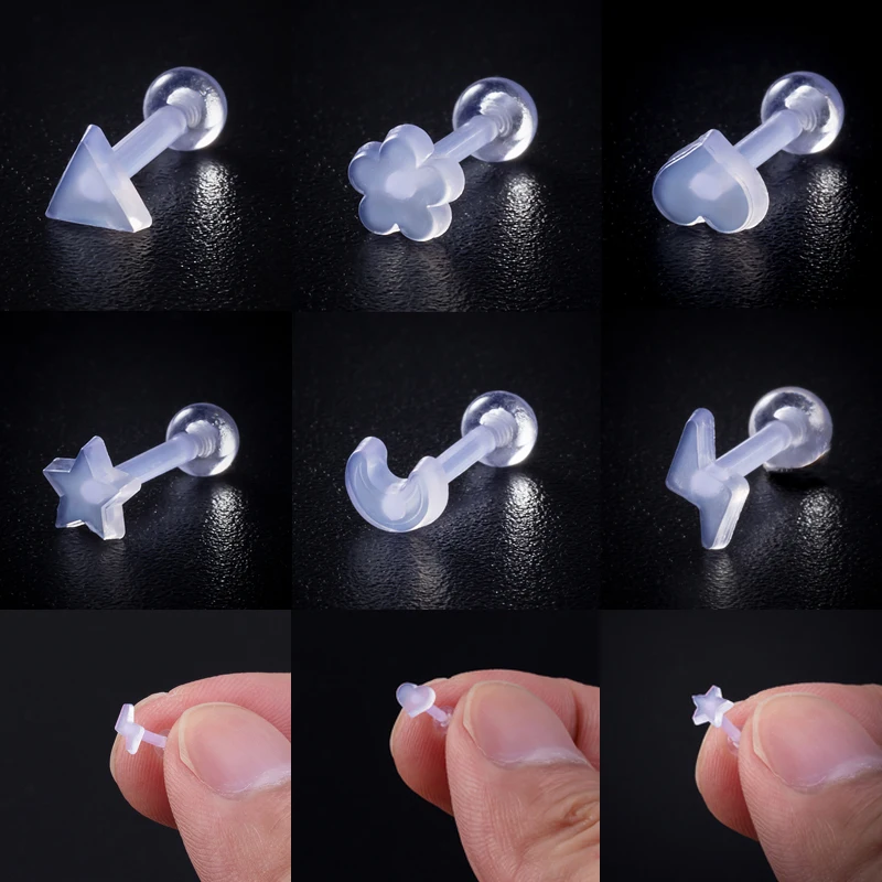 

Набор сережек-гвоздиков, из акрила, 16 г, серьги, Надеваемые На ушной хрящ бар, 2-6 шт.