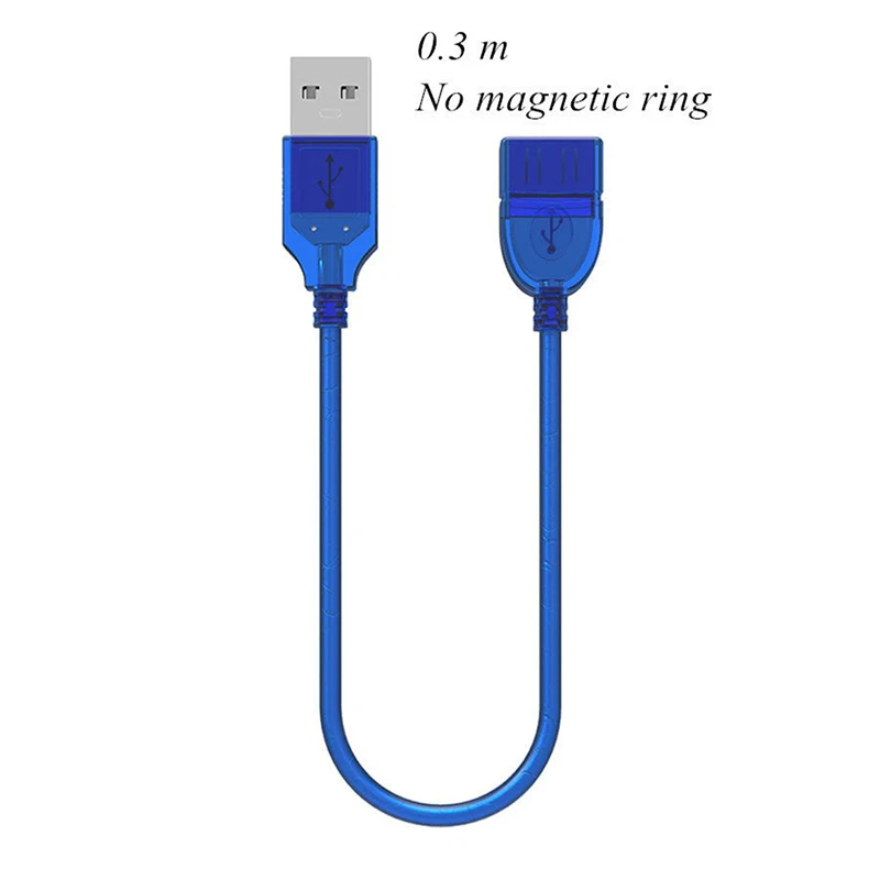 0,3 M 0,5 M 1,5 M 3M 5M USB2.0 Удлинительный кабель для мужчин и usb-адаптер для женщин прозрачный синий анти-помех двойное экранирование