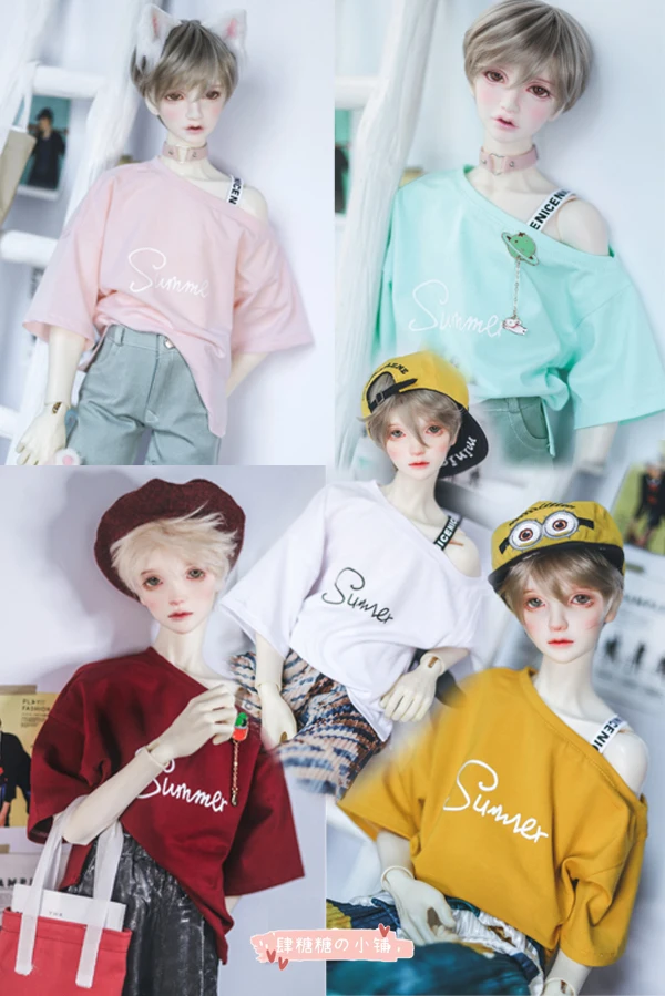 Футболка с коротким рукавом для шарнирной куклы 5 видов цветов 1/4 1/3 | Игрушки и