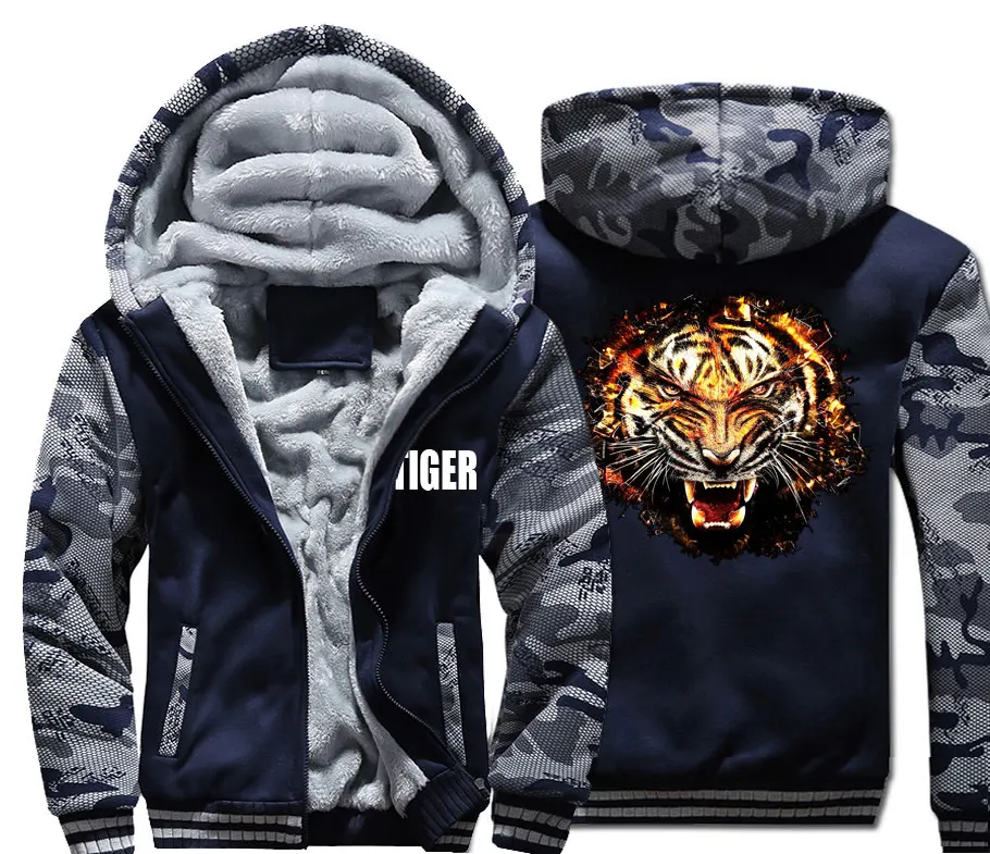 style 1 Модные мужские wo мужские теплые толстые пальто куртки зимние теплые Потрясающие Тигр Пламя ломающиеся уличные бархатные толстовки Топ толстовки - Цвет: style 1