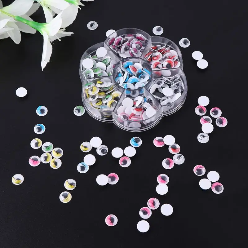 240pcs 10mm Self-adhesive Safety Doll Eyes With Eyelashes DIY Crafts Bear Stuffed Toys Animal Puppet Dolls Accessories AXYA