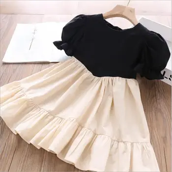 

Girls dresses 2020 summer baby girls two color patchwork cotton princess dress kids dress wholesale