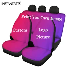 INSTANTARTS Universal Car przednie/tylne pokrowce na siedzenia niestandardowe twoje zdjęcie i Logo wygodne elastyczne pokrycie siedzenia samochodu pokrycie siedzenia