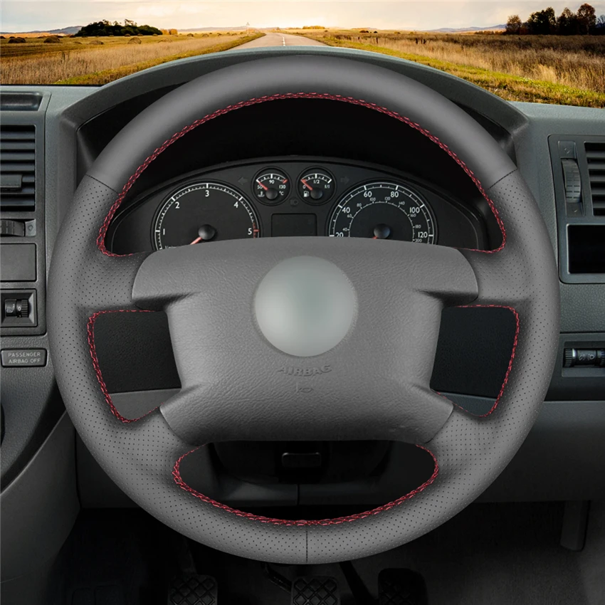 Чехол на руль из искусственной кожи для Volkswagen VW Caddy 2003 2004 2005 2006 Caravelle 2009|Чехлы руль|