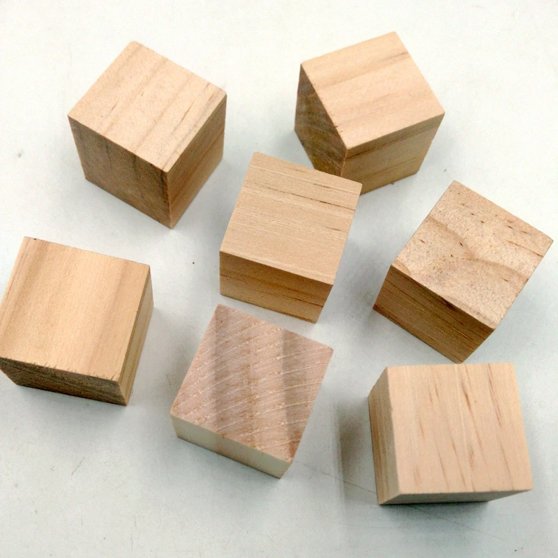 20pcs 20mm Unfinished Wooden Block 