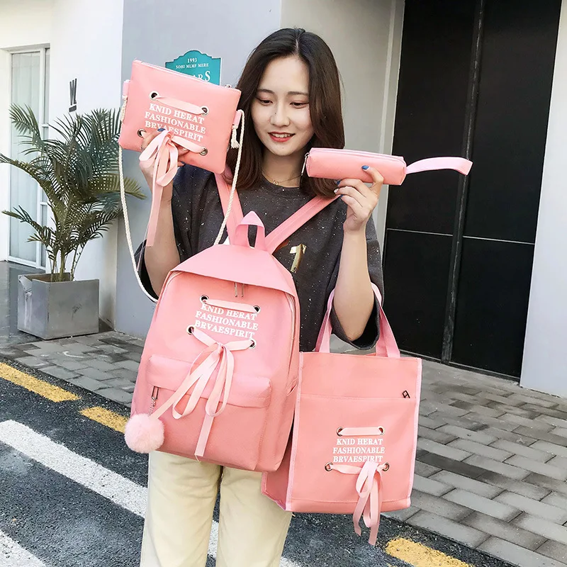 

Korean-style Hipster Backpack Women's Canvas Junior High School Schoolbag Simple Versatile College Style Makeup Missed Lessons H