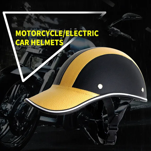 

Motorcycle Leather Helmets Bike Scooter Half Open Face Protective Helmet Hard Hat Safety Unisex Racer Helmet Baseball Cap Style