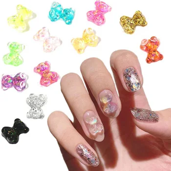 

500pcs/lot nail charm rhinestone cartoon pattern nail decoration jelly Bear stone gems 3d nail ART Alloy CZCF492342
