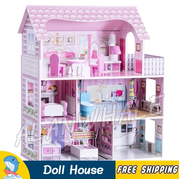 

Miniature Pink Doll House DIY Wooden Dollhouse With Furnitures Adult Teenager Toys Figure Building Gifts Sets