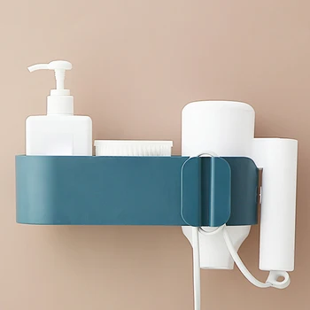 

Punch Free Bathroom Storage Makeup Self Adhesive Hotel Comb Holder ABS Hair Dryer Rack Home Organizer Space Saving Universal