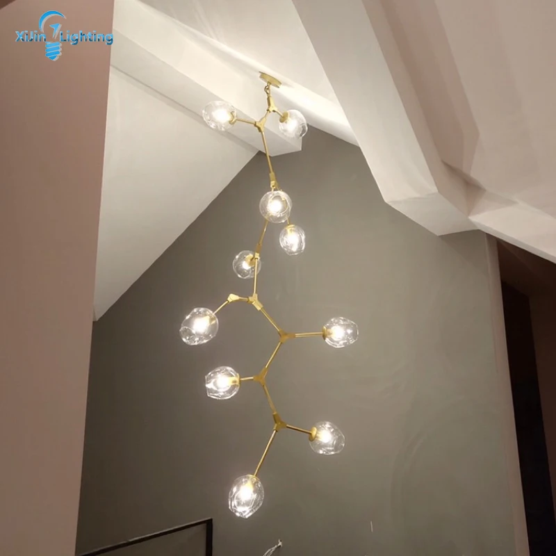 Cena Nowoczesny szklany żyrandol Nordic stylu dla żyrandol do salonu lampy oprawy oświetleniowe wiszące oświetlenie żyrandol do schodów
