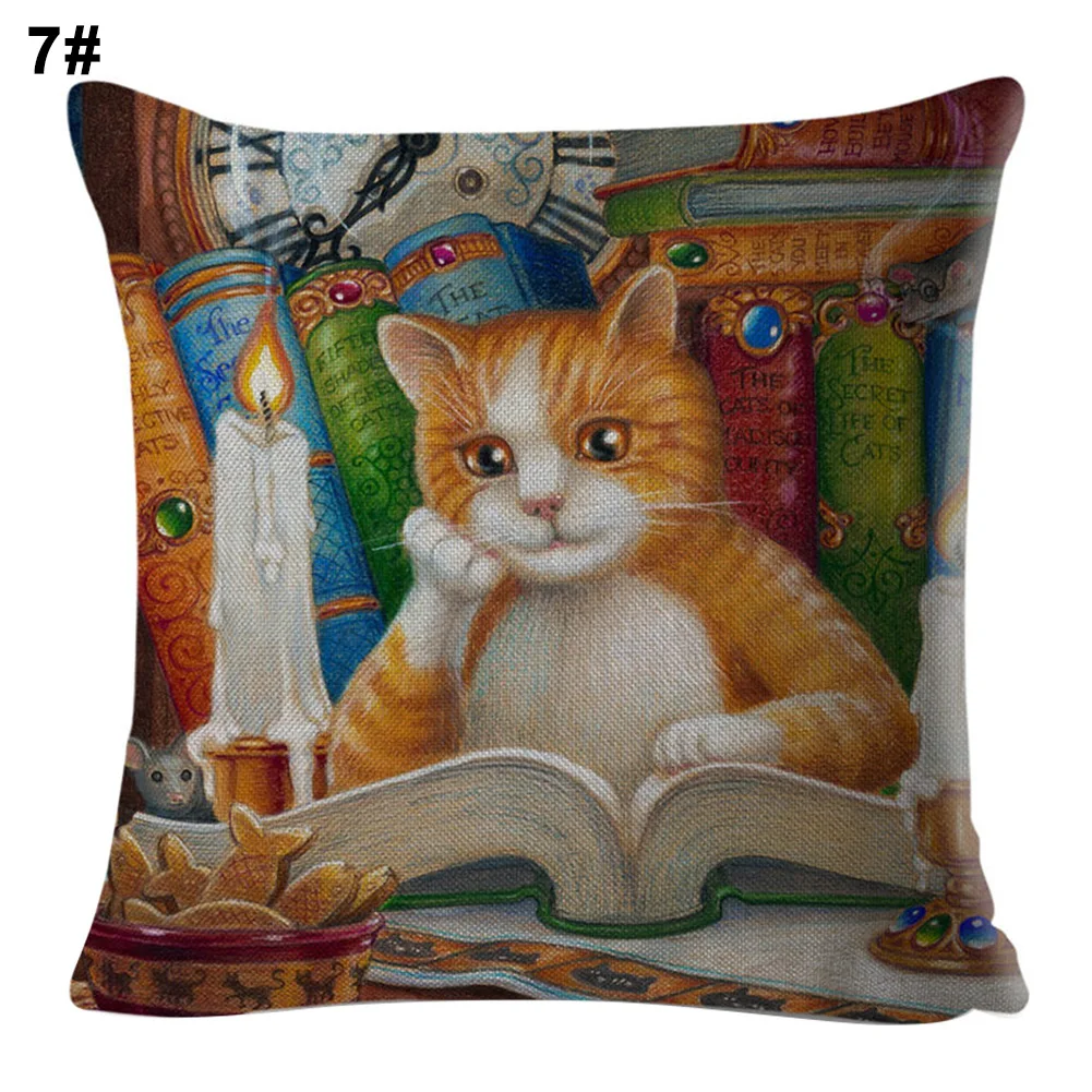 45x45 см Симпатичный книги кошки Подушка Чехол для подушки диван-кровать кафе Офис Подушка Чехол домашнего декора
