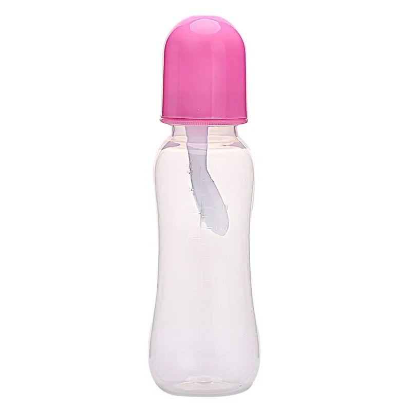 Pink 250ML D 1 шт. детская силиконовая бутылочка для кормления безопасная Мягкая ложка 5 однотонных цветов Высококачественная пищевая добавка рисовые бутылки с зерном - Цвет: Pink 250ML D