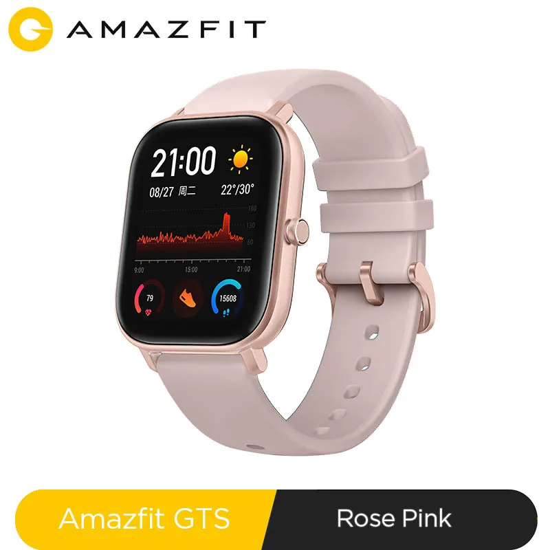 Глобальная версия Xiaomi Huami Amazfit GTS глобальная Смарт-часы gps 5ATM водонепроницаемые Смарт-часы здоровье Пульс AMOLED 12 Спортивные - Цвет: GTS-pink