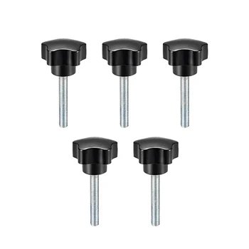 

uxcell 5 Pcs Star Knobs Grips M8 x 40mm Male Thread Steel Zinc Stud Black PP
