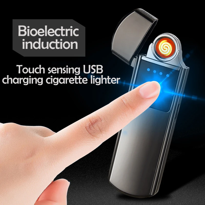 2020 индивидуальная USB Зажигалка для сигарет с отпечатком пальца Индукционная