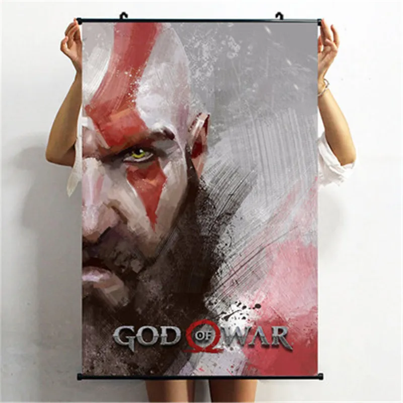 God of War Kratos плакат декоративной живописи ткань прокрутки живопись спальня настенные вешалки фигурка модель X2307