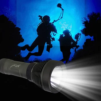 

IP68 Diving LED Flashlight T6 Waterproof Tactical Flashlight Police SWAT Heavy Duty Flashlight 4-Modes Zoom Outdoor Flashlight
