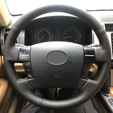 Free Shipping High Quality cowhide Top Layer Leather handmade Sewing Steering wheel covers protect For Toyota Reiz