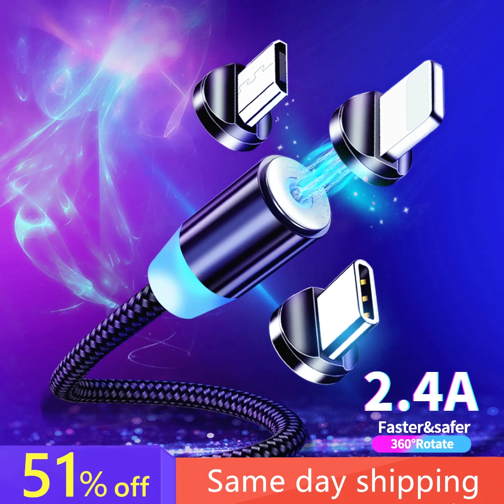 

Magnetic USB Cable Fast Charging USB Type C Cable Magnet Charger Data Charge Micro USB Cable Mobile Phone Cable For iphone 11 7p