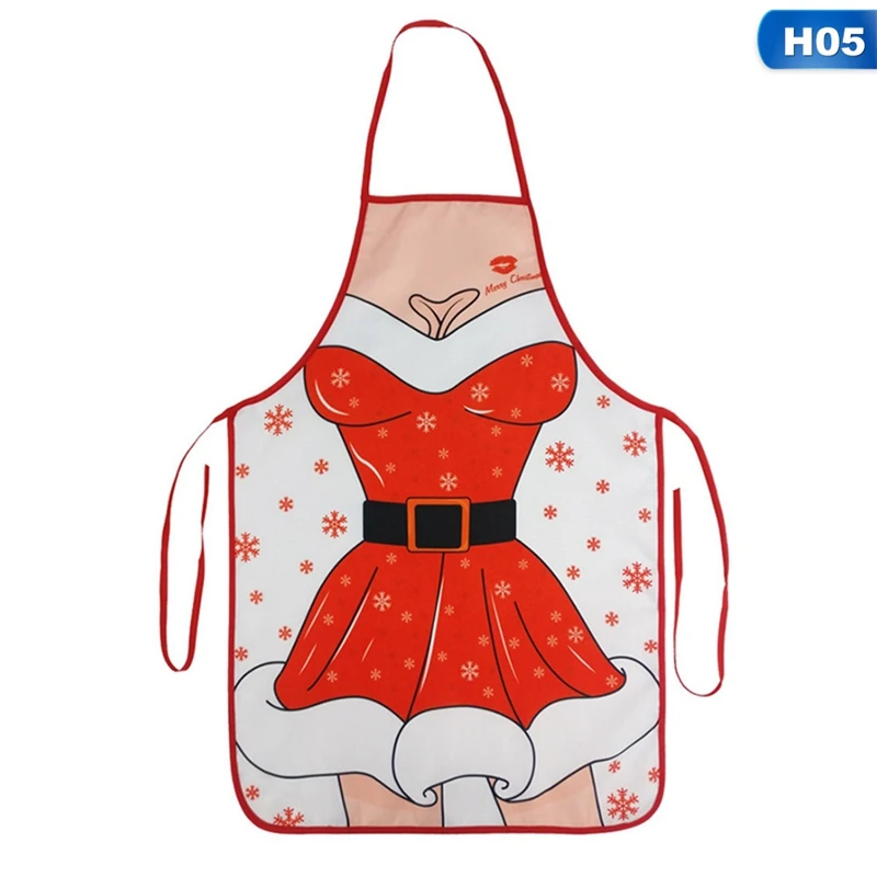 Christmas Kitchen Aprons For Woman Xmas Decoration Aprons For Adults Women Men Dinner Party Cooking Apron Baking Accessories - Цвет: H05