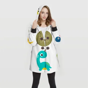 

2019 Casaco Woman's Plus Size 3d Print Convertible Hoodie Jackets 100% Polyester Tops Soft Jacket Woman Customer Design Wy35