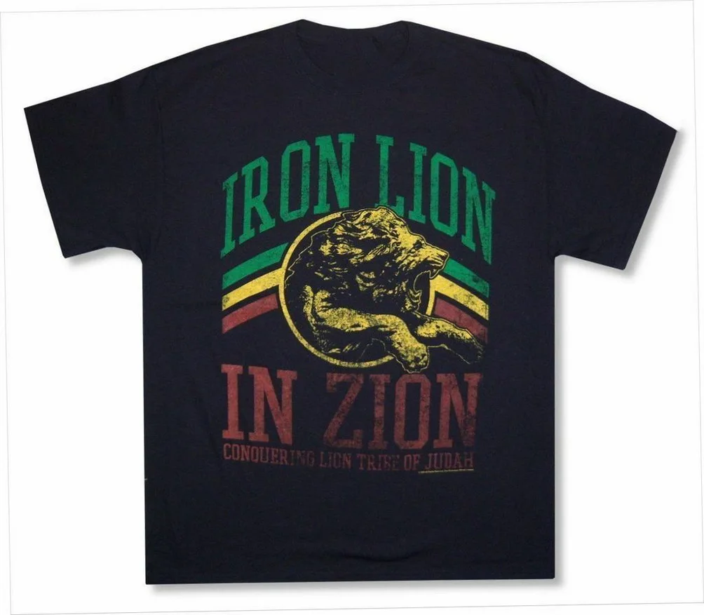 Zion Rootswear черная футболка с железным львом племя Иуды новая цифровым принтом Боба