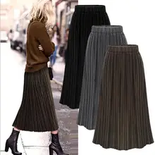 Весенняя и Осенняя женская одежда больших размеров, повседневные плиссированные юбки с эластичной резинкой на талии X012
