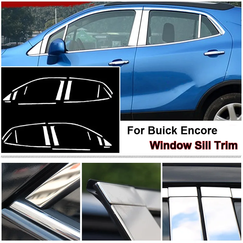 24 шт. для Buick Encore нержавеющая сталь Хром Подоконник ремень отделка окна молдинг отделка