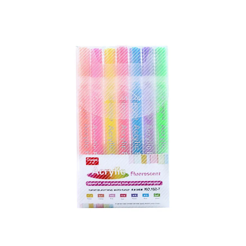 Seven Color Fluorescent Acrylic Pen Marker Pen Colorful Hand Account Beautiful Color Black Card Graffiti Small Fluorescent Pens