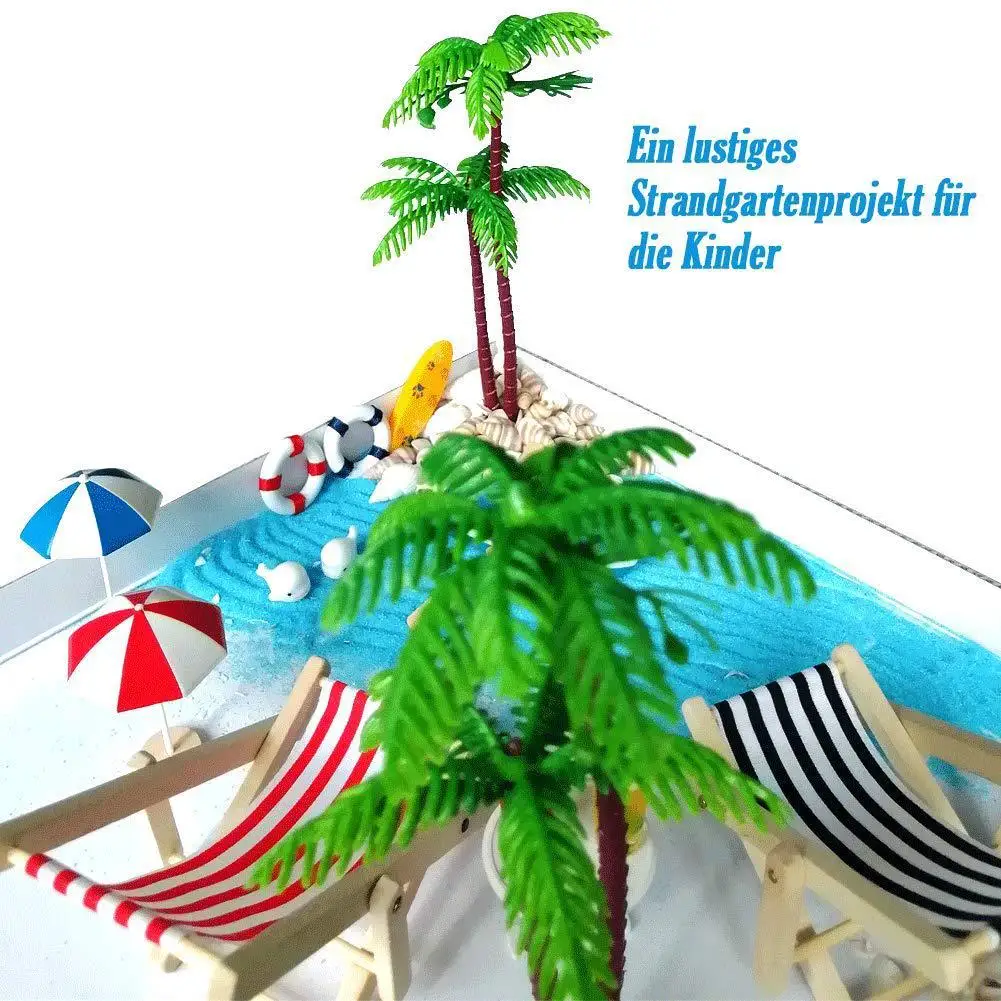 incredible  17pcs Mini Beach Miniature Decoration Toy Set Dollhouse Decoration Beach Micro Landscape Ornament K