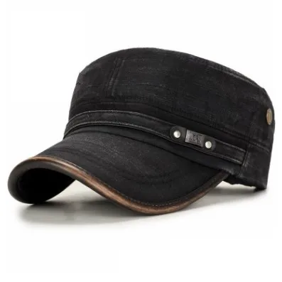 SILOQIN осень-зима мужские модные ретро плоские кепки Промытые хлопковые армейские военные шапки для мужчин Snapback регулируемые размеры брендовые кепки - Цвет: Black