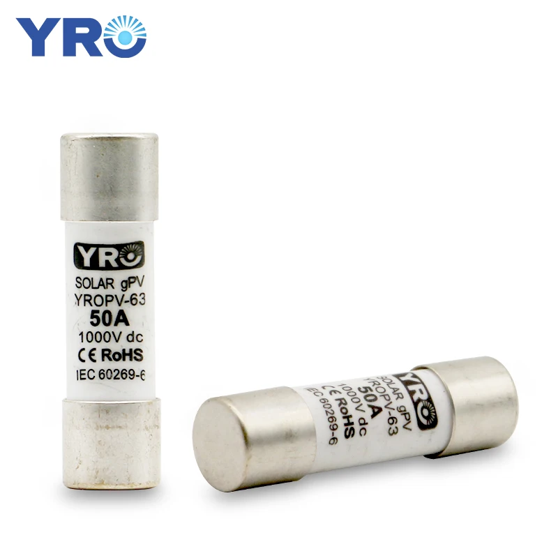 DC 1000V 14x51MM 40A 50A 63A PV Solar Fuse Metal Alloys for Solar Power System Protection YROPV-63