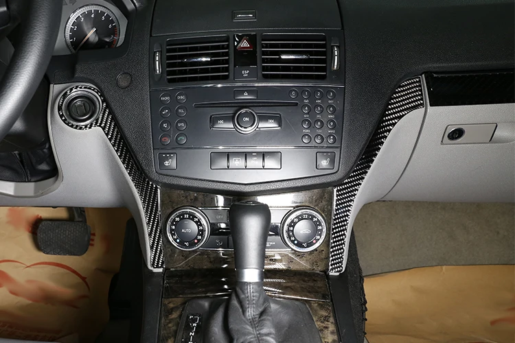 3 шт. для Mercedes benz C Class W204 2007-2010 LHD автомобильные аксессуары из углеродного волокна для центральной консоли декоративные полоски наклейки