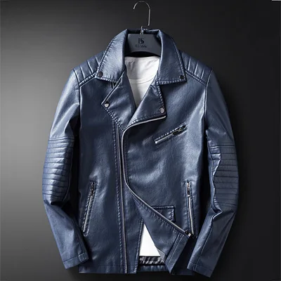 Dark Blue Кожаная куртка, мужские пальто, M-3XL, Высококачественная верхняя одежда, мужская деловая осенняя куртка 1711 - Цвет: Dark Blue