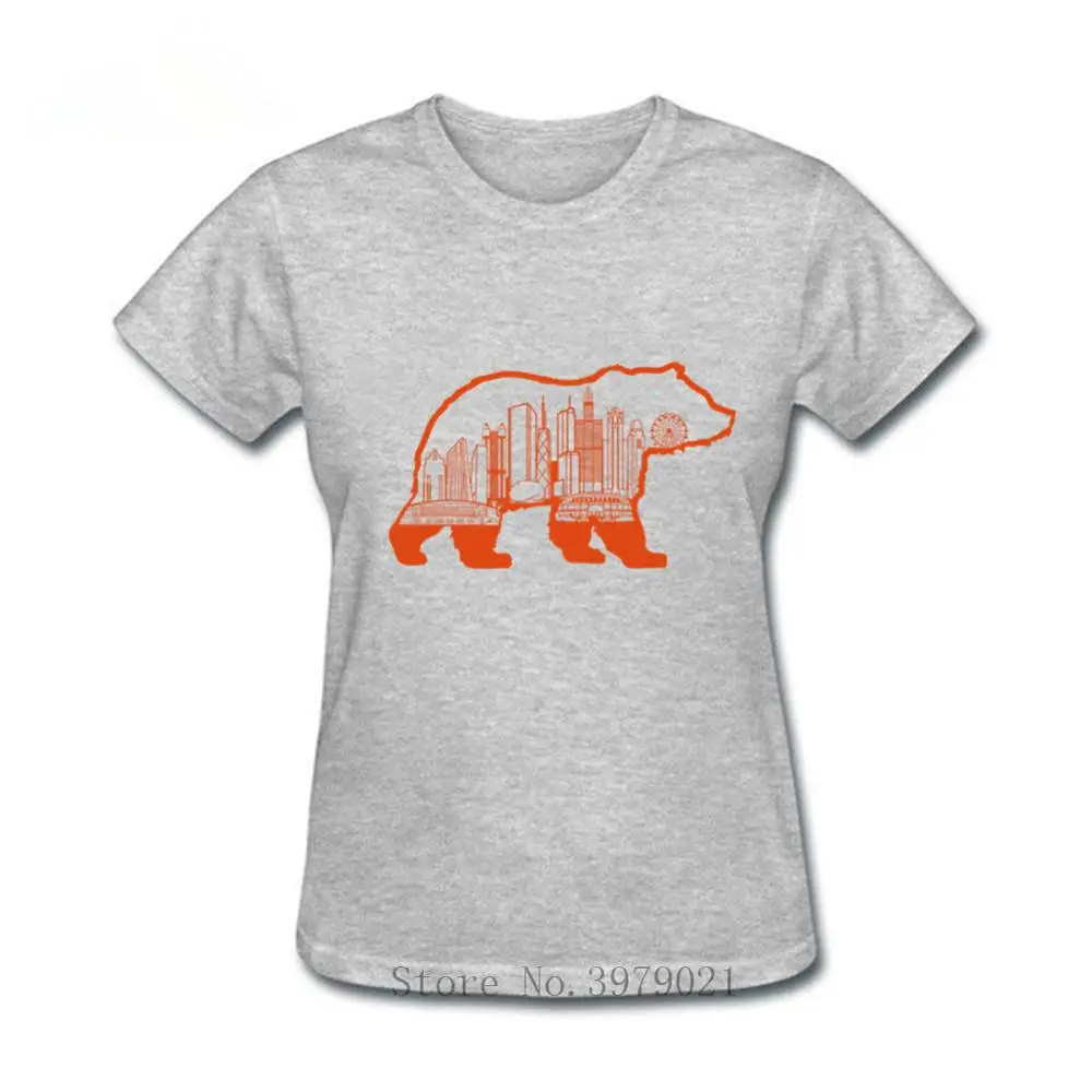 Забавная Chicago Bear Skyline женская футболка Harajuku модная короткая черная белая футболка Эстетическая одежда - Цвет: grey