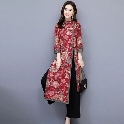 Азиатская одежда aodai вьетнамский Чонсам элегантное женское платье для женщин китайское традиционное платье Ципао китайское платье - Цвет: color4