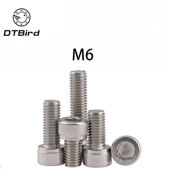 

DIN912 M6 Metric Thread 304 Stainless Steel Hex Socket Head Cap Screw Bolts M6*(6/8/10/12/14/16/18/20/22/25/30/35/40~150) mm DT2