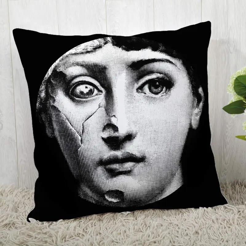 Винтаж-Fornasetti-Art-beauty-Face наволочки на заказ черная наволочка для подушки декоративная наволочка для дома - Цвет: Pillowcase 4