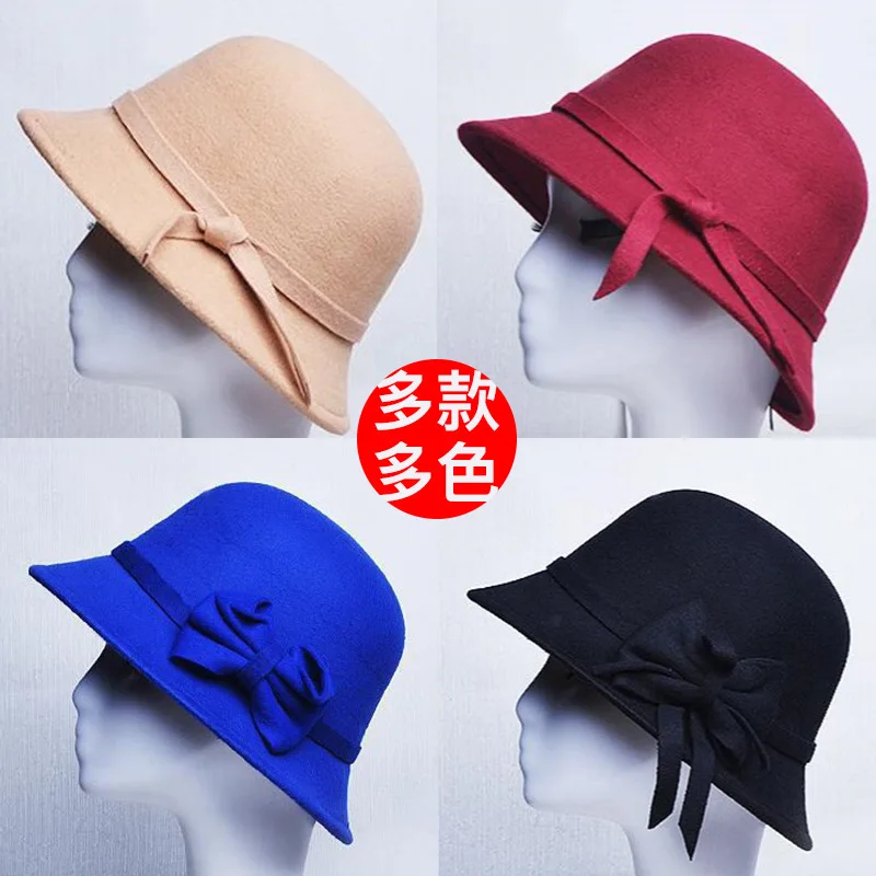 

Autumn And Winter New Style England Retro Literature And Art Fedora Hat Casual Bowler Hat College Style Versatile Wide-Brimmed W