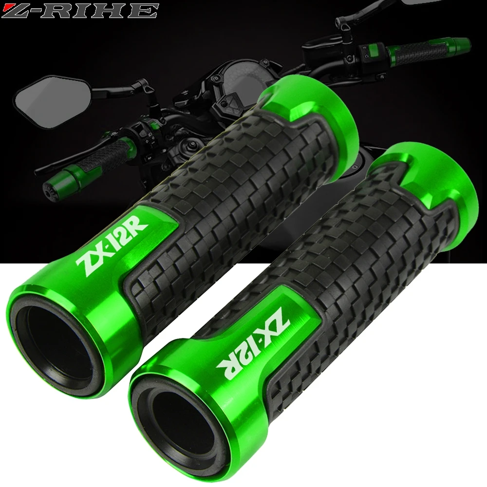 

For Kawasaki ZX12R ZX-12R 2000 2001 2002 2003 2005 2006 2007 Motorcycle Hand Grips 7/8" 22mm CNC Aluminum Rubber Gel Handle Grip