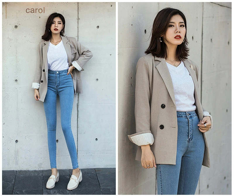 Light Blue no pocket Новые джинсы женские с высокой талией Блестящие Брюки Капри бойфренды тонкие Mo Wram черные джинсы женские джинсовые брюки уличная женская одежда - Цвет: Light Blue no pocket