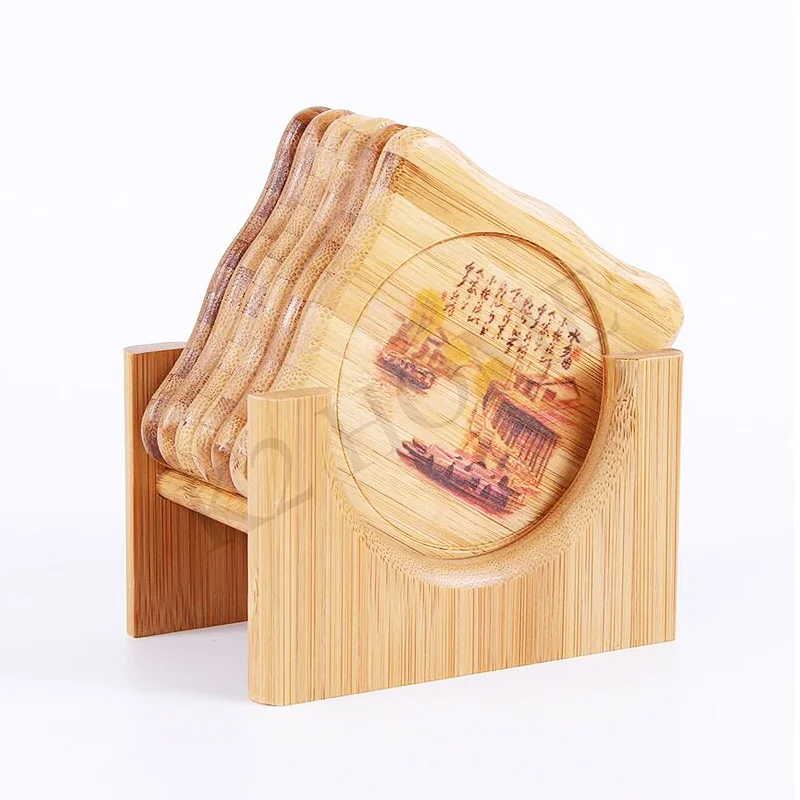 Home Drink Coaster Chinese Bamboo Table Mat Drink Placemats Square Placemat Coasters for Dining Table 6-Pack Home Drink Coasters - Цвет: Waterside
