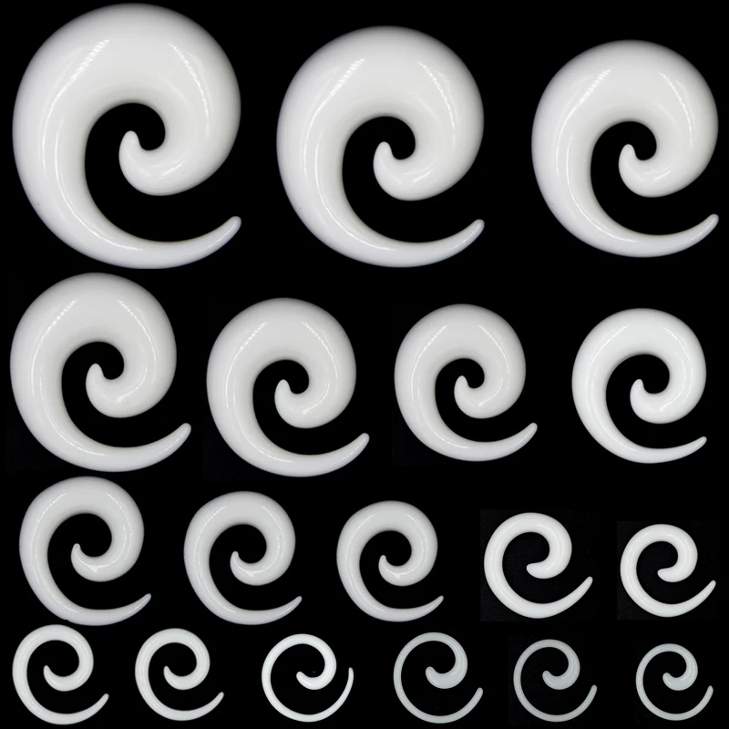 2pcs/lot Black&White Acrylic Spiral Ear Gauges Ear Taper Stretching Plugs and Tunnel Expanders Body Piercing Jewelry 1.6mm-24mm,piercing jewelry,body piercing jewelry,body jewelry,ear piercing jewelry