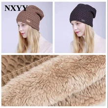 NXYY хаки/черные наушники шапки плюс бархатная вязаная шапка женские головные уборы ветрозащитные шляпы кепка s сохраняющая тепло эластичные зимние шапки капот