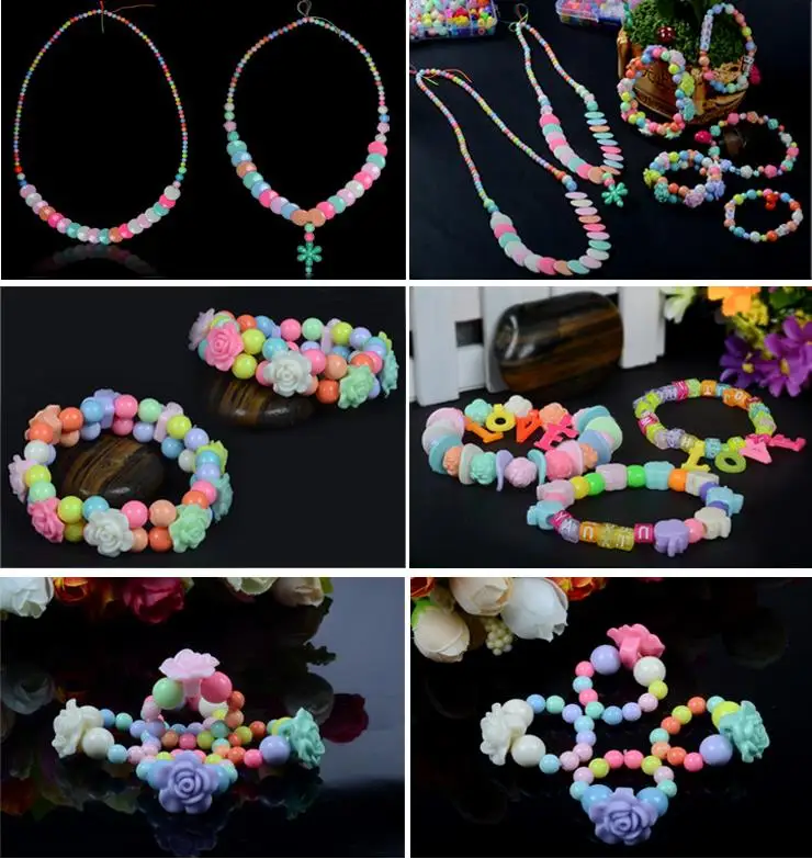 500 шт Детские DIY бусины для девочек пластиковые Pop бусины для детей DIY игрушки для девочек DIY ювелирные игрушки DIY Ожерелье Браслет повязка Набор DY35s
