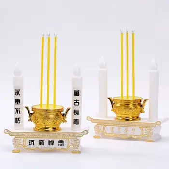 

Pray Ancestor LED Electronic Candle Holder Incense Burner Plug-in Battery Indoor Home Hall Worship Lamp White Funeral Funeral