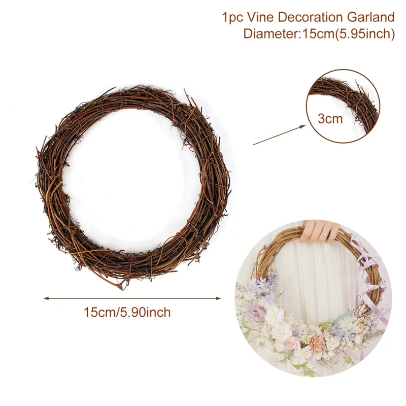 Rattan Wreath 2 Металлическое кольцо венок с Искусственные цветы «сделай сам» Подружка невесты ручной цветок Гирлянда Свадебная вечеринка Сувениры дверь подвесной Свадебный декор - Цвет: Rattan Wreath 2