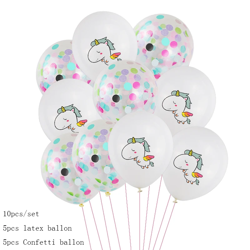 10pcs ballon-6 Комплект украшений для вечеринки в виде единорога, тарелки, салфетки для стаканчиков, покрытие для стола, для дня рождения, свадьбы - Цвет: 10pcs ballon-6