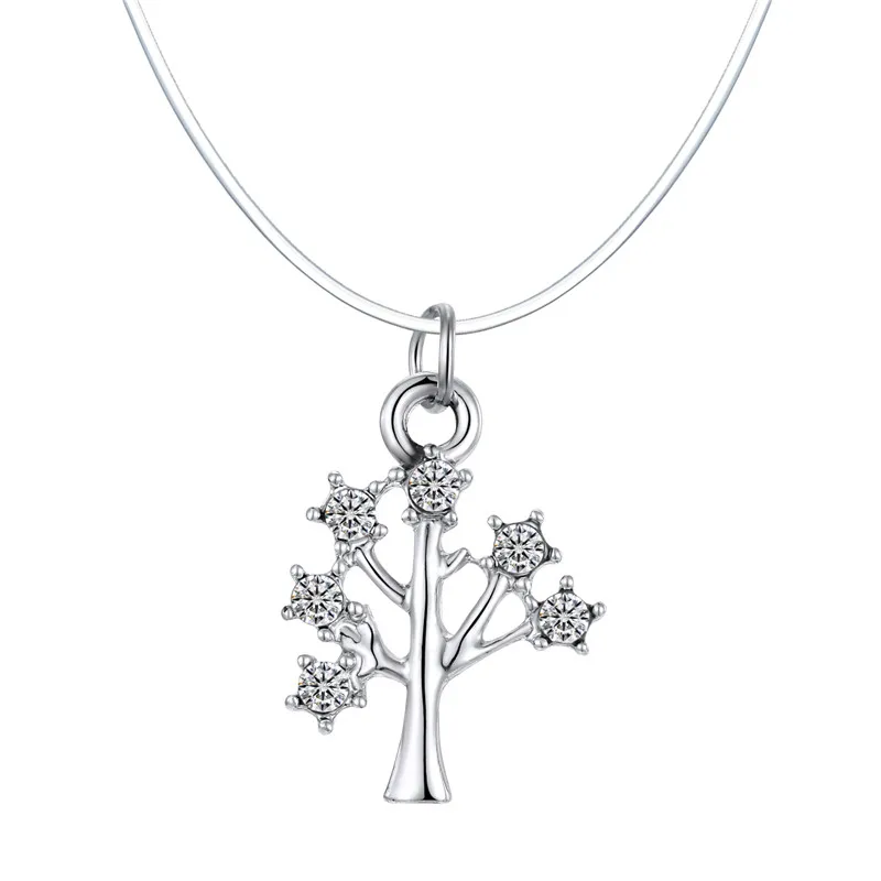 Dayoff-Boho-Zircon-Tree-Heart-Circle-Star-Chokers-Necklaces-Transparent-Invisible-Fishing-Line-Necklace-Jewelry-For